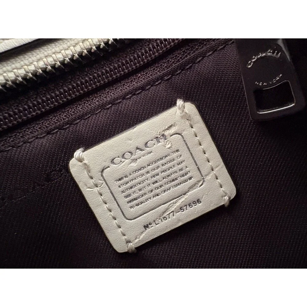 COACH Cream Mini Swagger 21 Pebble Leather Satchel studded Crossbody Bag